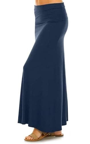 Sweet Hearts Maxi Skirt for Women- Long Skirts for Women | Comfy, Long Skirt, Womens Maxi Skirt, Fold Over, High Waist, ALine, Flowy, Summer, Modest, Knit, Stretchy, Made in USA thumbnail 2