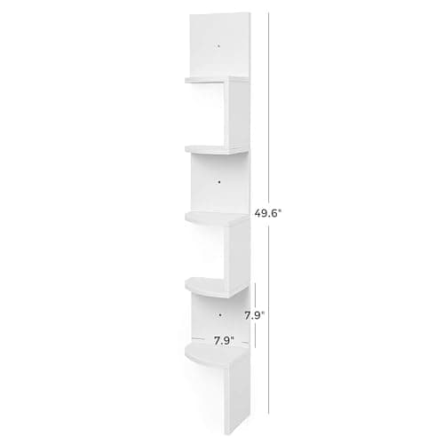 VASAGLE Corner Shelf Wall Mount, 5-Tier Floating Corner Bookshelf, Plant Shelf for Bedroom, Living Room, Bathroom, Home Office, Cloud White thumbnail 3