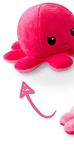 TeeTurtle - The Original Reversible Octopus Plushie - Light Pink + Dark Pink - Cute Sensory Fidget Stuffed Animals That Show Your Mood thumbnail 2