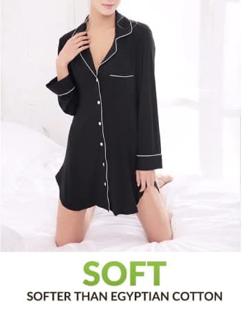 Cherrydew Bamboo Viscose Nightgown Women Super Soft Comfy Cooling Breathable Long Sleeve Sleepwear Button Down Sleep Shirts thumbnail 5