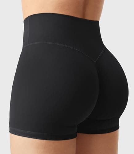 YEOREO Women's Biker Shorts 2.5" No Front Seam Elysina High Waist Hidden Scrunch Workout Gym Yoga Running Shorts Black XL thumbnail 2
