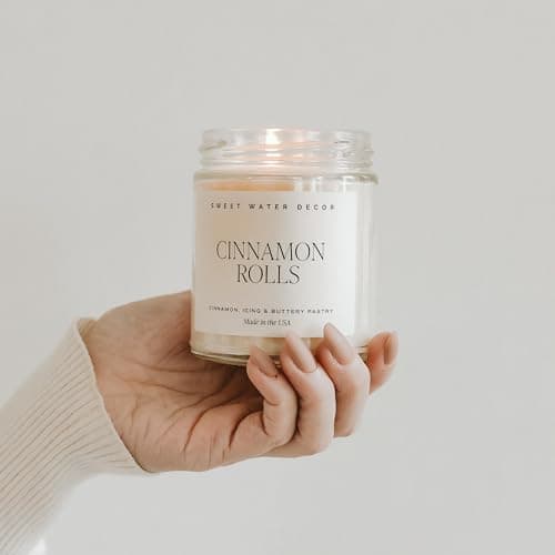 Sweet Water Decor Cinnamon Roll Candle - Fall Scented with Cinnamon, Icing and Buttery Pastry for Home - Autumn Soy Candle with 40 Hours Burn Time - 9Oz Gold Lid Clear Jar Cozy Scents thumbnail 7