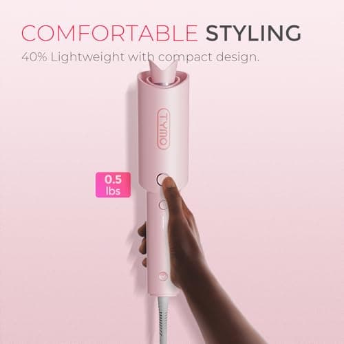 TYMO Automatic Rotating Curling Iron - TYMO CURLPRO Beach Waves Curling Wand, Portable Hair Curler, 500 Million Ionic, Dual Voltage & Lightweight for Travel, Ceramic Coating, 1 Inch, Pink thumbnail 7