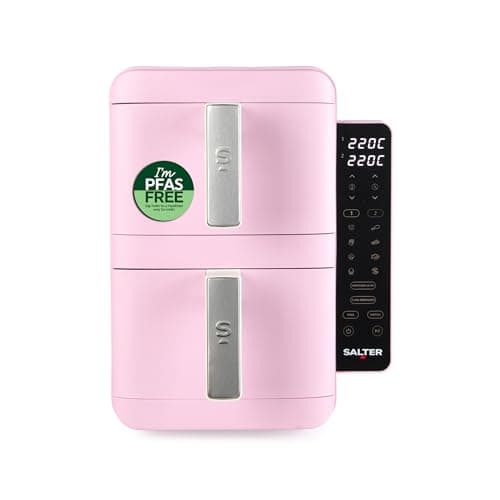 Salter VertiCook Ultra Stackable Air Fryer - Vertical 9L Digital Air Fryer, 2 x 4.5L Baskets & Racks, 9 Functions, Sync & Match, PFAS-Free Grill Tray, Space Saving, 60-230°C, 60-Min Timer, 2400W, Pink - Image 1