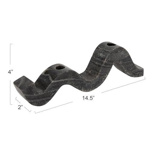 Bloomingville Marble Wave Double Taper Candle Holder, Grey thumbnail 2