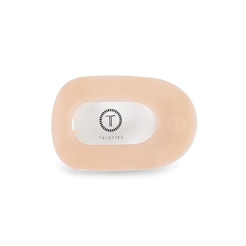 TELETIES - Medium Flat Round Clip - Strong Grip, Bendable Teeth, Comfortable Curved Design - Ideal for Medium-Thick Hair - For All Hair Textures - Almond Beige - Image 1