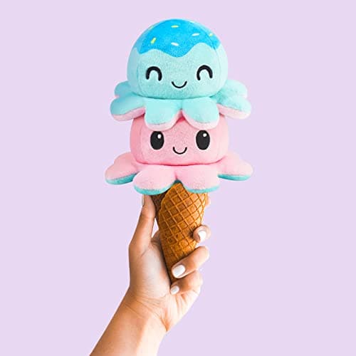TeeTurtle - The Original Reversible Octopus Plushie - Ice Cream - Cute Sensory Fidget Stuffed Animals That Show Your Mood thumbnail 2