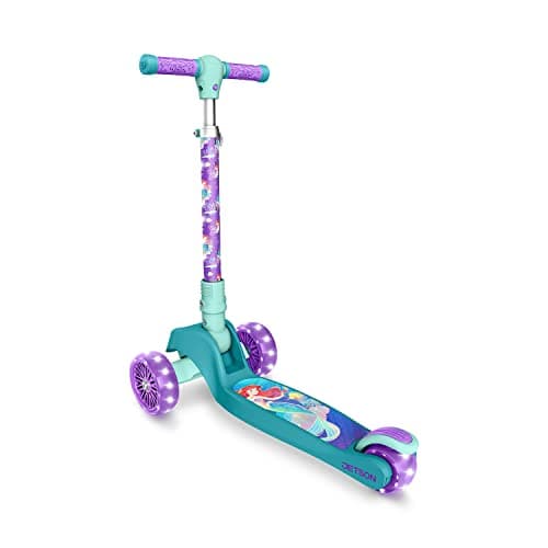 Jetson Disney's The Little Mermaid Three-Wheel Kids' Kick Scooter | Includes LED Lights on Stem & Light-Up Wheels |Height-Adjustable Handlebar Lean-to-Steer |Easy-Folding Mechanism Ages 3+, Purple thumbnail 4