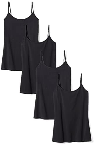 Amazon Essentials Women's Slim-Fit Camisole for Layering and Everyday Wear, Pack of 4, Black, Medium - Image 1
