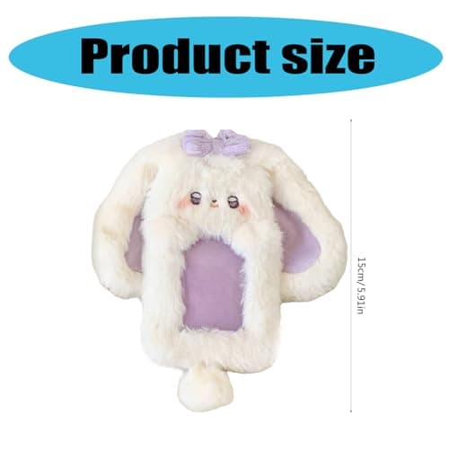 BLULILY Plush Rabbits Card Holder - Soft & Lightweight - Cartoon Design - Unisex - White - Girls thumbnail 5