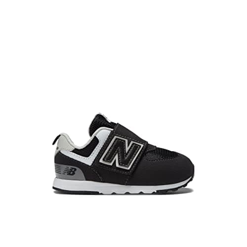 New Balanace Kid's 574 V1 New-B Hook and Loop Sneaker, Black/Silver Metallic, 10 Wide thumbnail 2