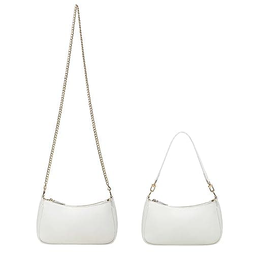 Y2K Shoulder Bag for Women PU Leather Handbag Classic Clutch Small 90s Purse (White) thumbnail 7