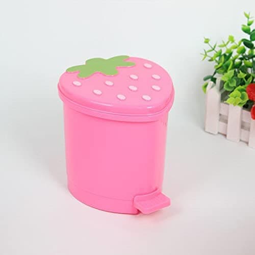 YINARONG Desktop Trash Can Mini with Swing Lid Cute Pink Strawberry, Mini Countertop Trash Cans for Desk Car Office Kitchen, Tiny Trash Can, Mini Garbage Can Plastic thumbnail 3