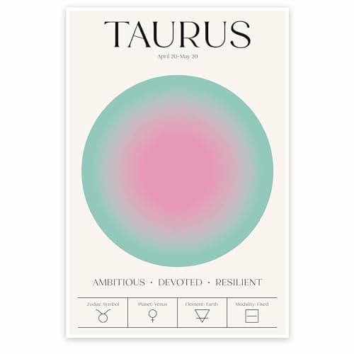 Bliss Monkey Co. Taurus Astrology Sign Poster - Astrological Signs Poster - Zodiac Horoscope Wall Art- 12 x 18 Inch Poster - Unframed - Premium 100lb Gloss - Made In USA - BMCP0123 - Image 1