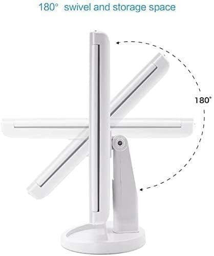 Flymiro Tri-fold Lighted Vanity Makeup Mirror with 3x/2x Magnification,21 LEDs Light and Touch Screen,180 Degree Free Rotation Countertop Cosmetic Mirror,Travel (White) thumbnail 9