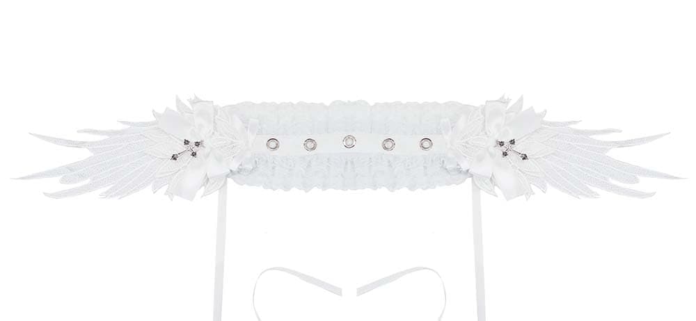 Nite closet Lolita Headband Cross White Bow for Women Wing Hair Accessory Gothic Headpieces (White) thumbnail 6