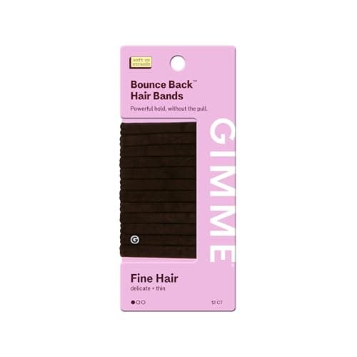 Gimme Beauty Fine Hair Elastic Bands - Slim-Fit Elastic Ties for Fine, Brittle, or Bleached Hair - No-Dent, Gentle-Grip Ponytail Holders for All-Day Comfort - 12 Pack, Dark Brown - Image 1