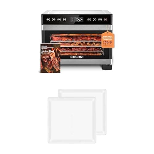 COSORI Food Dehydrator Bundle, 5 Stainless Steel Trays, 176°F Temp Control, 4 Presets, 48H Timer, with 4 Extra BPA-Free Fruit Leather Roll Sheets for P501-SUS ，Silver - Image 1