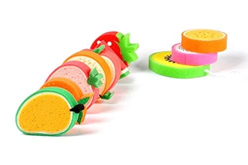 LOVESUMMER Multi-Use Cute Fruit Pattern Sponges (10pcs) - Bath Sponge Set for Delicate Surfaces - Gentle yet Firm Exfoliation thumbnail 3