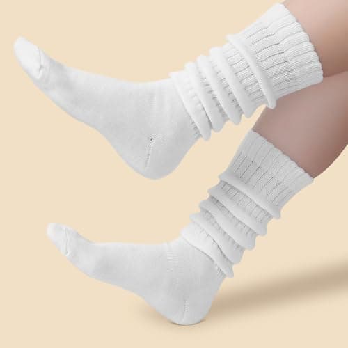 Nimalpal Slouchy Socks for Women 3 Pairs (White), Women's Fall Winter Soft Long Chunky Scrunch Socks Size 5-11 thumbnail 5