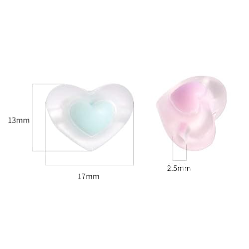 PH PandaHall 50pcs Acrylic Heart Beads 5 Macaron Color Heart Beads Assorted Spacer Beads 17x13mm Kawaii Loose Beads Crystal Beads for DIY Phone Charm Beaded Projects DIY Jewelry Making thumbnail 3