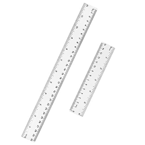 Unjoo Clear Plastic Ruler 6 Inch+12 Inch Straight Ruler, Shatterproof Rulers with Inches and Centimeters for School Classroom, Home, or Office (2pcs) - Image 1