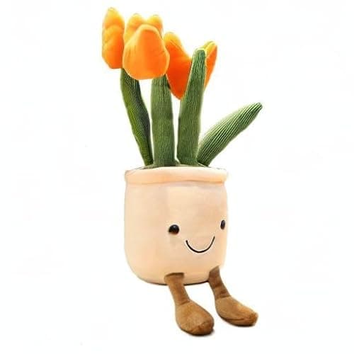 AULUDA Tulip Plush Toy, 13" Orange Flower Pot Stuffed Throw Plushie Pillow Doll, Soft Fluffy Plant Friend Hugging Cushion - Present for Every Age & Occasion thumbnail 8