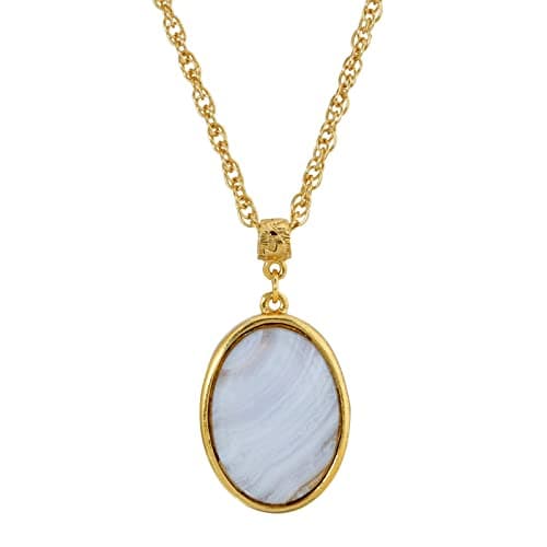 1928 Jewelry 14K Gold Dipped Gemstone Rose Quartz Pink Oval Pendant Necklace For Women, 16" thumbnail 4
