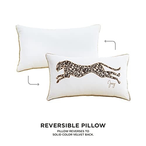 Juicy Couture Reversible Velvet Cheetah Pillow, 14" x 24" Decorative Pillow, White thumbnail 5
