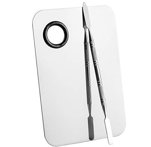 Sinen Professional Stainless Steel Makeup Palette Cosmetic Palette with Spatula Tool For Nail Art Eye Shadow Eyelash Makeup Professional Pigment Blending（6 x 4 Inch Sliver） thumbnail 2