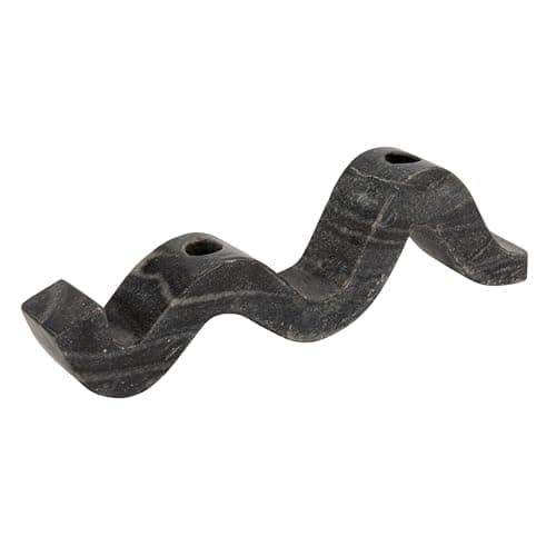 Bloomingville Marble Wave Double Taper Candle Holder, Grey - Image 1