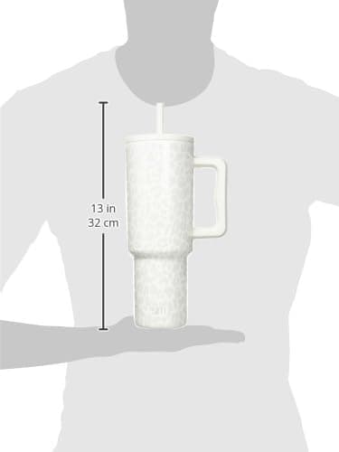 Simple Modern 40 oz Tumbler with Handle and Straw Lid | Insulated Reusable Stainless Steel Water Bottle Travel Mug Cupholder Use | Gift for Women Men Him Her | Trek Collection | 40oz | Cream Leopard thumbnail 3