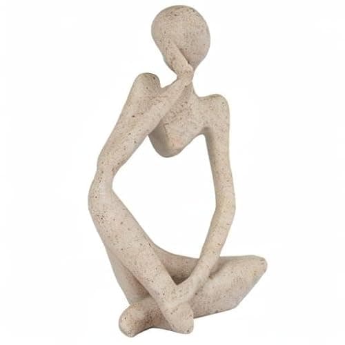 Ozzptuu Sandstone Resin Thinker Style Abstract Sculpture Statue Collectible Figurines Home Office Bookshelf Desktop Decor(Small Sandstone,Left) thumbnail 8