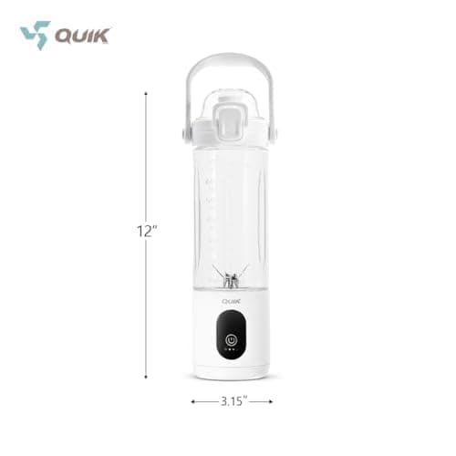 QUIK Portable Blender - Cordless 24oz. Personal Blender for Shakes and Smoothies, Licuadora, BPA Free - Ice Crush, Dishwasher safe parts, Waterproof, Triple Batteries, Juicer Cup, Black thumbnail 3