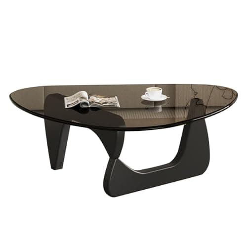 Modern Glass Coffee Table, Mid Century Coffee Table, Small Coffee Table for Living Room,Suitable for Bedroom Living Room Reception Office Tables (Black/Grey, Small) thumbnail 9