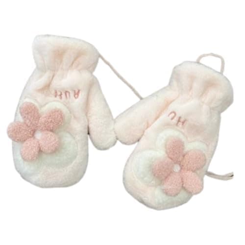 SENCODA Floral Women's Gloves Mittens Cute Kawaii Fuzzy Warm - Image 1
