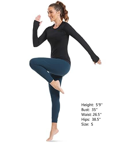 Stelle Womens Seamless Workout Top Yoga Athletic Shirt with Thumb Hole Breathable for Sports Running Slim Fit thumbnail 6