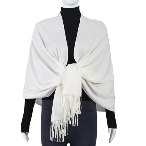 TUSHUSTY Scarf for Women Winter Pashmina Feel Shawl Wraps Softest Warm Blanket Oversized Scarves Evening Dress Wraps White thumbnail 4