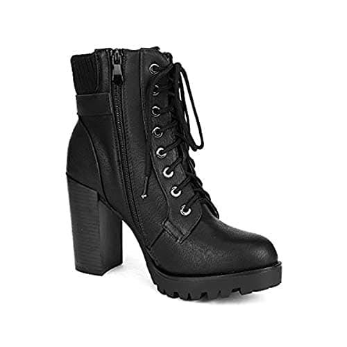 DREAM PAIRS Women's Lace up Combat Ankle Boots High Chunky Heel Fashion Heeled Booties Shoes thumbnail 6