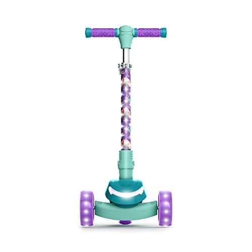 Jetson Disney's The Little Mermaid Three-Wheel Kids' Kick Scooter | Includes LED Lights on Stem & Light-Up Wheels |Height-Adjustable Handlebar Lean-to-Steer |Easy-Folding Mechanism Ages 3+, Purple thumbnail 3