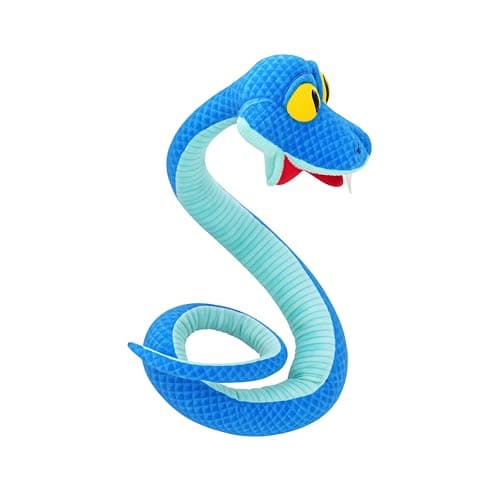 41-Inch Poseable Blue Snake Plush, Bendable Cartoon Stuffed Snake, Soft Plush Body for Room Decor, Fan Collection & Animal Lovers - Image 1