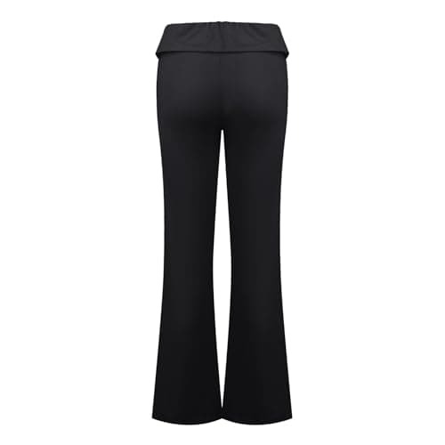 Fold Over Yoga Pants for Women Cotton Flare Leggings Y2k Low Rise Wide Leg Sweatpants Buttery Soft Bell Bottom Bootcut Workout Comfy Lounge Trousers Cute Stretch Streetwear thumbnail 7