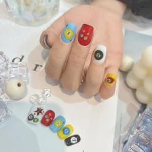SIMAYKUWA 3D Nail Stickers for Pool & Dice Design - Cartoon Style Press-on Nail Art Decals (2 Sheets) - Cute Textured Manicure DIY Accessories thumbnail 4
