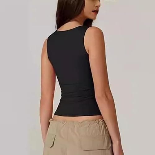 Zovara Tank Top, Square Neck Tank Sleeveless Tight T-Shirts, Women's Soft Breathable Comfortable Fashion Vest thumbnail 4