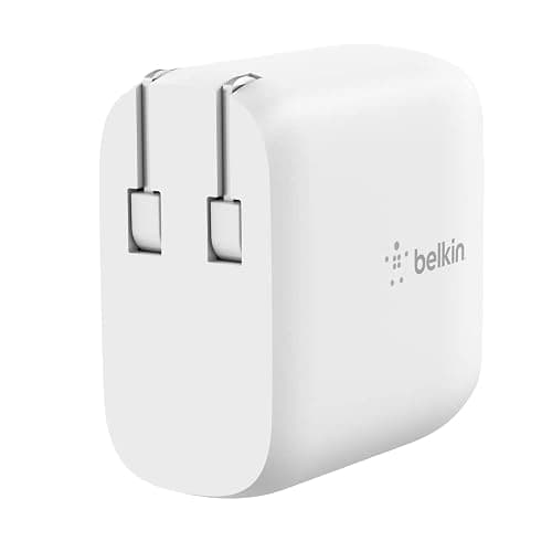 Belkin 40W Dual Port USB C Wall Charger Block - USB C Fast Charging for Apple iPhone, iPad, Samsung Galaxy Phone, & More - Programmable Power Supply Tech - Folding Prongs - White thumbnail 7