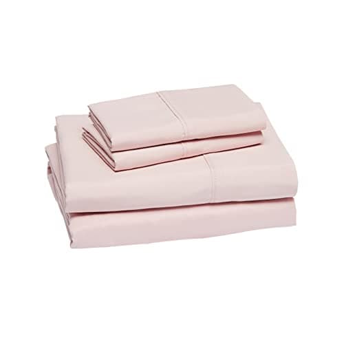 Amazon Basics Lightweight, Breathable, Wrinkle Resistant Microfiber 4-Piece Bed Sheet Set with 14-Inch Deep Pockets, Full, Blush Pink, Solid thumbnail 2