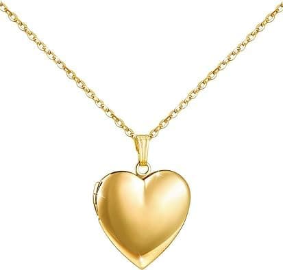 Love Heart Locket Necklace that Holds Pictures Polished Lockets Necklaces Birthday Gifts - Image 1