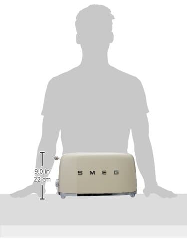SMEG TSF02 4-Slice Toaster, 50s Retro Style, 2 Extra-Wide Long Slots, Bagel Defrost Reheat Functions, Stainless Steel - Cream thumbnail 2