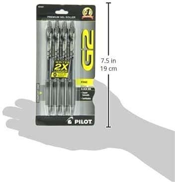 Pilot G2 Premium Gel Roller Pens 0.7, Fine Point Smooth Writing Pens Black, Pack of 4 thumbnail 3