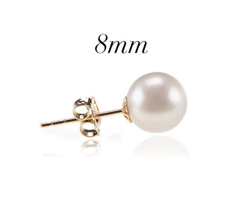PAVOI 14K Gold Plated 925 Sterling Silver Round Stud White Simulated Shell Pearl Earrings thumbnail 3